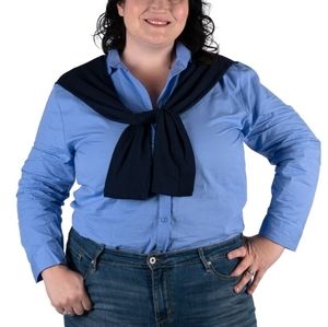 Blue Cotton Woven Button-up Shirt \Attached Sc